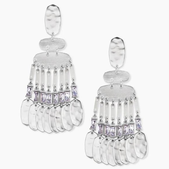 Kendra Scott Oster Silver Earrings In Lilac
